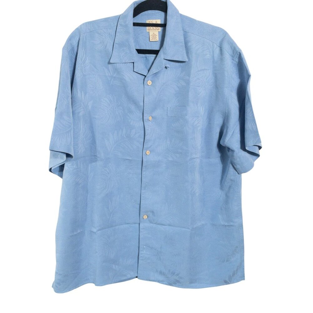 Jos A Bank Blue Hawaiian Print Tropical Short Sleeve Button Down SZ XL Modal